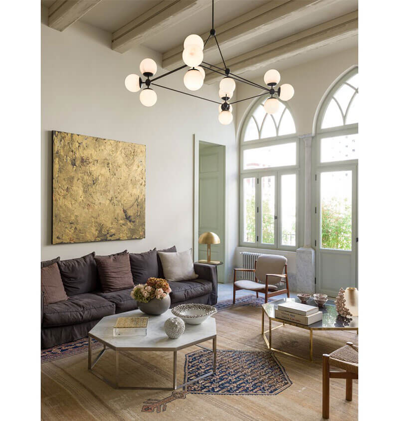 MODO CHANDELIER RECTANGLE 14 GLOBES par Roll & Hill